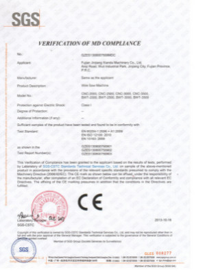 Chiny Fujian Xianda Machinery co.,ltd Certyfikaty